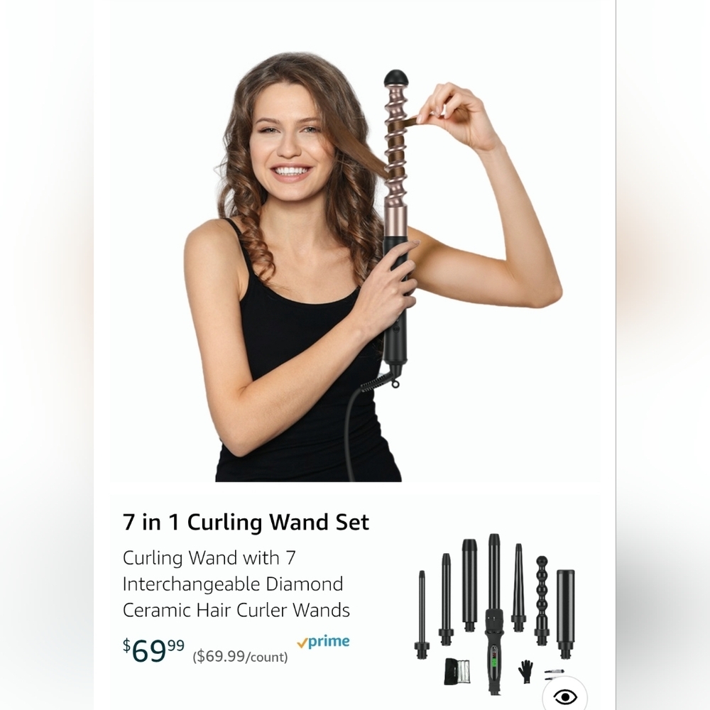7 in 1 Curling Wand Set - Black and Brown